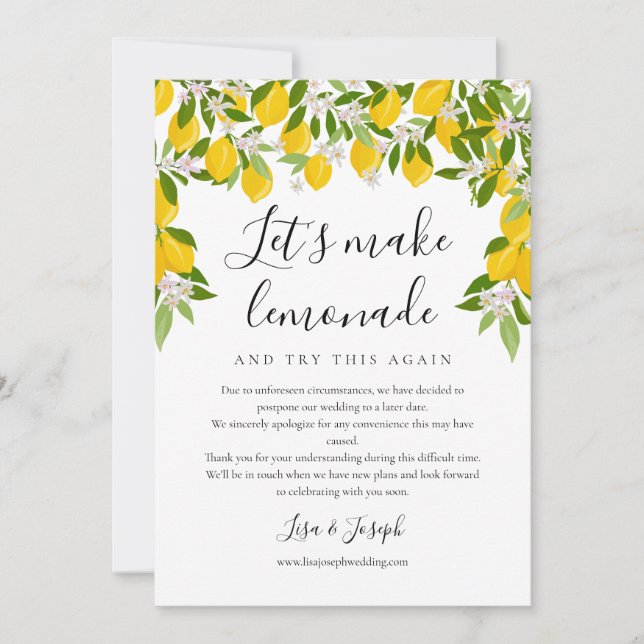 Convites Alterar os limões de data adiados Foto cancelada (Frente)