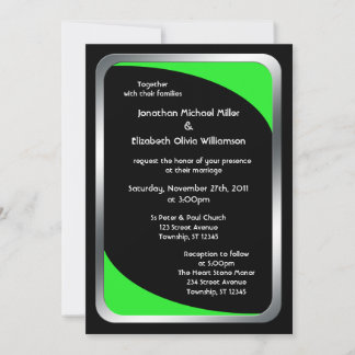 Convites Alternativo Preto com Casamento Verde Neon