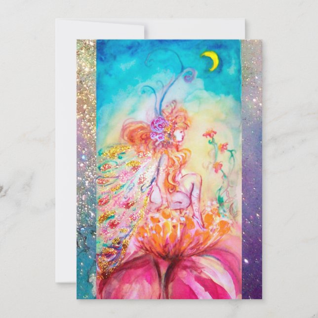 Convites ALTHEA, faíscas verdes cor-de-rosa-rosa-amarelo (Frente)