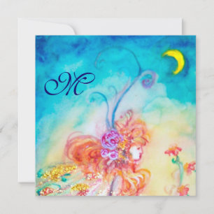 Convites ALTHEA, monograma rosa azul amarelo verde brilhos