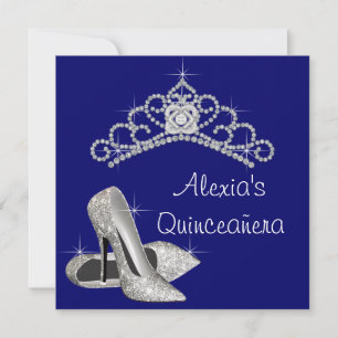 Convites Alto salto Tiara Royal Blue Quinceanera