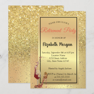 Convites Altura Alta,Vidro,Vermelho, Dourado Festa de Baixa