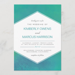 Convites Aluguel   Casamento Teal Green Watercolor