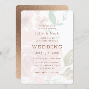 Convites Aluring Rosa Vintage Molt Pink Floral Weding