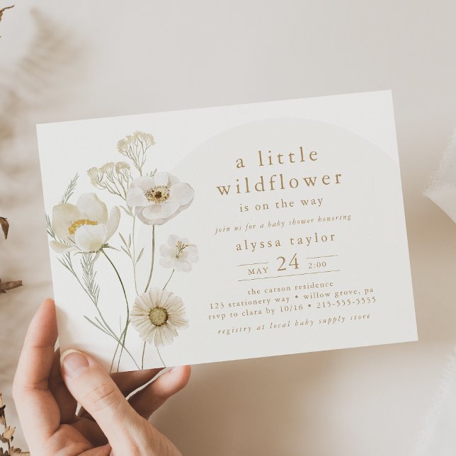 Convites ALYSSA Floral Boho Little Wilflower Chá de fraldas (ALYSSA Floral Boho Little Wildflower Baby Shower Invitation)