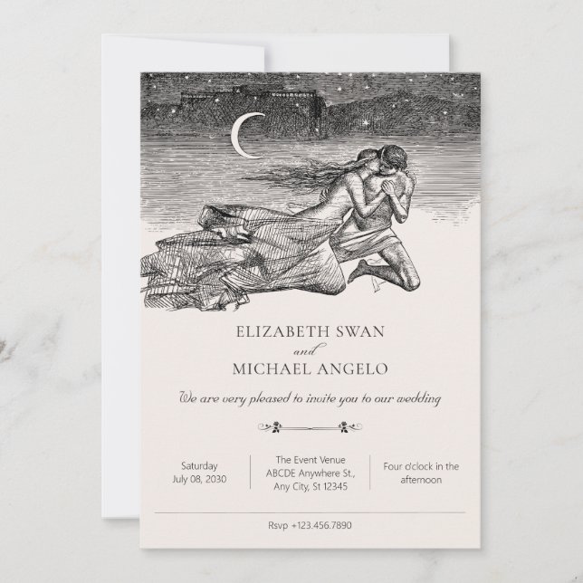 Convites Ama clássico amantes da mitologia da arte casament (Frente)