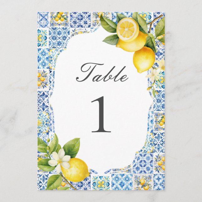 Convites Amalfi Coast Italian Lemon Table Numbers (Frente)