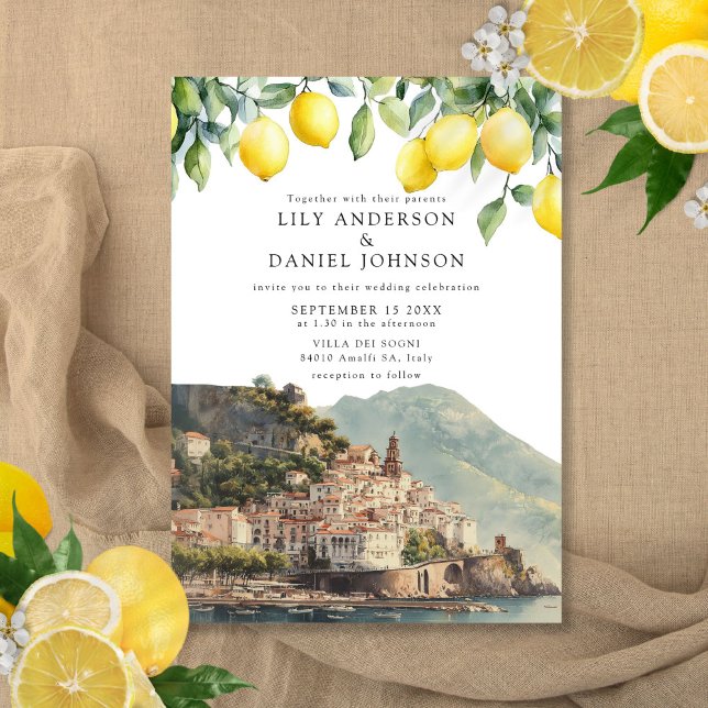 Convites Amalfi Coast Lemons Italian Wedding (Amalfi Coast Lemons Italian Wedding Invitation)