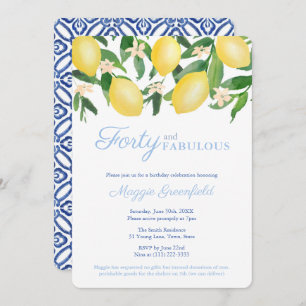 Convites Amalfi Lemons Milestone Female aniversário de 40 a