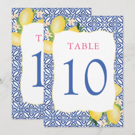 Convites Amalfi Watercolor Lemon Blue Azulejo 5x7 Número da