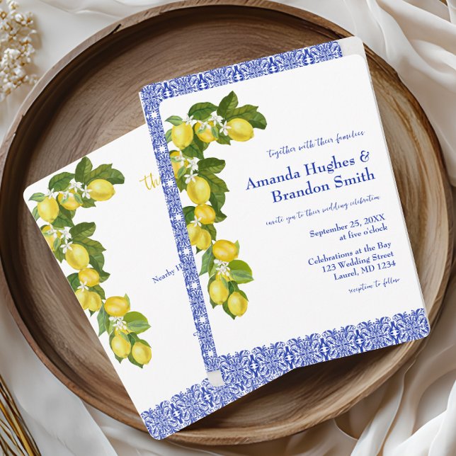 Convites Amalfie Coast I Italian Lemon & Blue Tile (Amalfi Coast Invitation)