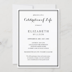 Convites Amando a Celebração da Memória do Funeral da Moldu