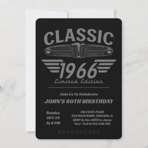 Convites Amante de Carros Antigos 1966 Feito em 1966 Aniver