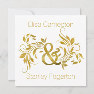 Convites Amante de folha de ouro e ornamentado floral casam