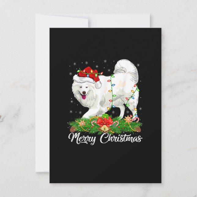 Convites Amante do Cão Samoyed com Chapéu de Papai Noel Sam (Frente)