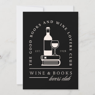 Convites Amantes de vinho e livros lendo em uma noite de ga