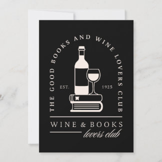Convites Amantes de vinho e livros lendo em uma noite de ga