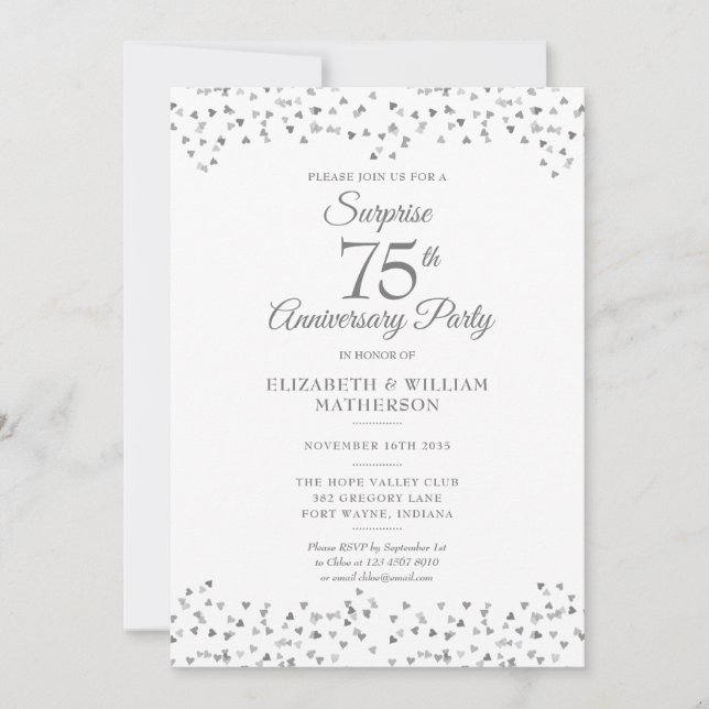 Convites Amar Aniversário de Casamento do Partido Surpresa  (Frente)