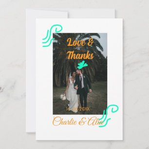 Convites Amar e obrigados casal de casamento foto moderna a