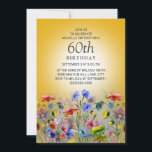 Convites Amarelo Amarelo de flor silvestre Colorido 60.o an<br><div class="desc">Brilhante convite de aniversário amarelo de sol 60º para mulheres com bonito vermelho,  azul e amarelo flores silvestres e verde. Entre em contato comigo para obter assistência com a personalização ou para solicitar correspondência ou coordenação de produtos Zazzle.</div>