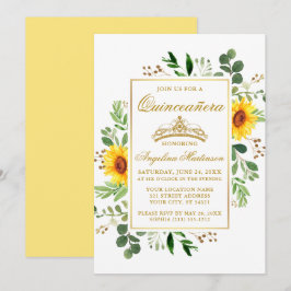 Convites Amarelo Amarelo Girassóis Verde Quinceanera