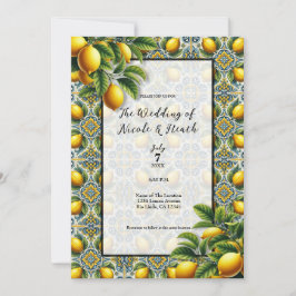 Convites Amarelo Azul Capri Limão Mediterrâneo Azulejo Casa