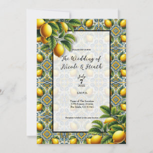 Convites Amarelo Azul Capri Limão Mediterrâneo Azulejo Casa
