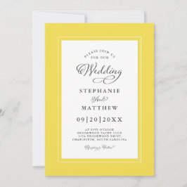Convites Amarelo Branco Moderno Casamento Elegante