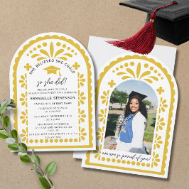 Convites Amarelo Dourado Papel Picado Talavera Foto Graduaç