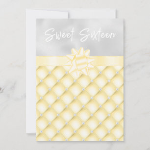 Convites Amarelo e Prata Pérolas Tufted Sweet Sixteen