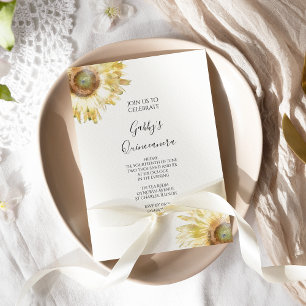 Convites Amarelo Girassóis Aquañera Quinceañera