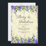 Convites Amarelo-Lavanda-d'água 30 e aniversário fabuloso<br><div class="desc">Trinta e Fabuloso convite de festas aniversário de 30 anos com lavanda bonito,  estilo boho e cor d'água púrpura floral em fundo amarelo.</div>