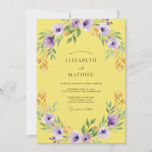 Convites Amarelo Manteiga Ametista Coroa Casamento