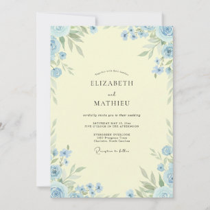 Convites Amarelo Manteiga Romântico Floral Casamento