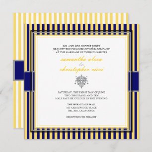 CONVITES AMARELO+MARINHO BLUE STRIPS WEDDING