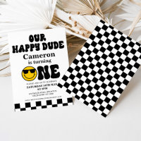 Amarelo Negro Nosso primeiro aniversario Feliz
