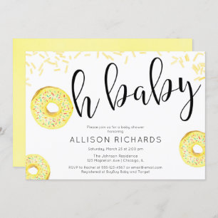 Convites Amarelo neutro Oh chá de fraldas de Rosquinha