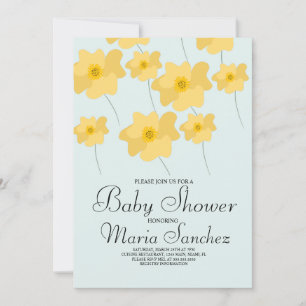 Convites Amarelo Ousado Floral Bebê Chuveiro Pastel Papoula