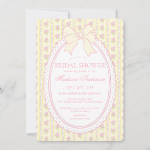 Convites Amarelo Pastel Antigo Fancy Floral Chá de Bebê de