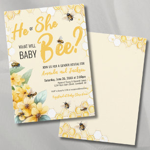 Convites Amarelo Revelação do Sexo do Bebê Festa BEE