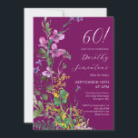 Convites Amarelo-rosa-rosa-exótico Flores-silvestres 60.º A<br><div class="desc">Flores silvestres cor-de-rosa,  roxas e amarelas com vibe exótico e tropical criam uma afirmação ousada quando colocadas sobre fundo preto. O texto branco em negrito e a caligrafia são realmente pop. Este item faz parte da coleção Flores Exóticas.</div>