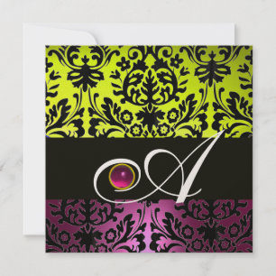 Convites AMARELO ROSA ROXO PRETO DAMASCO MONOGRAMA Ametista