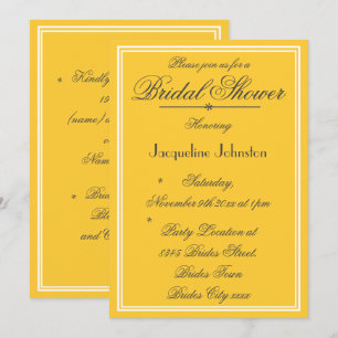 Convites Amarelo Suave Elegante do chá de panela Personaliz