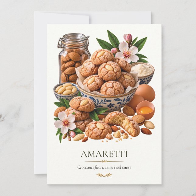 Convites Amaretti – Vintage Italian Dessert (Frente)