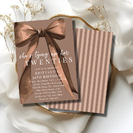 Convites Amarrando Meus 20 Anos Laço Marrom Coquete 30º Ani
