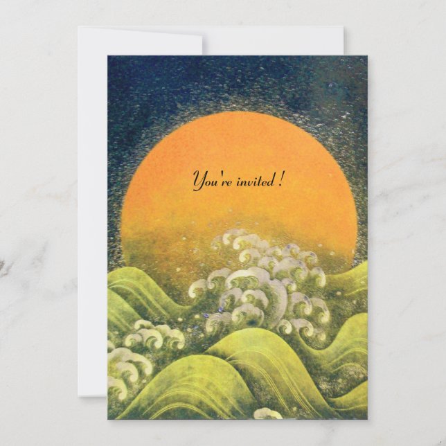 Convites AMATERASU, DEUSA DO SOL, amarelo verde preto (Frente)
