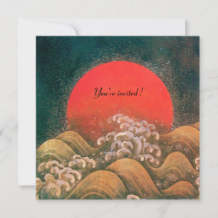 Convites AMATERASU, DEUSA DO SOL, vermelho preto marrom