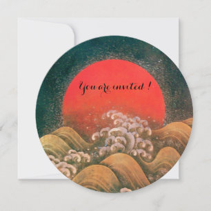 Convites AMATERASU, DEUSA DO SOL, vermelho preto marrom