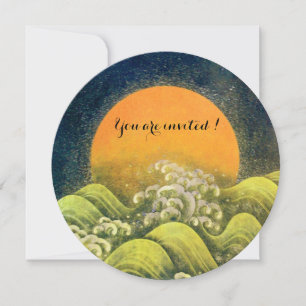 Convites AMATERASU, SUN GODDESE, Vermelho Amarelo Verde