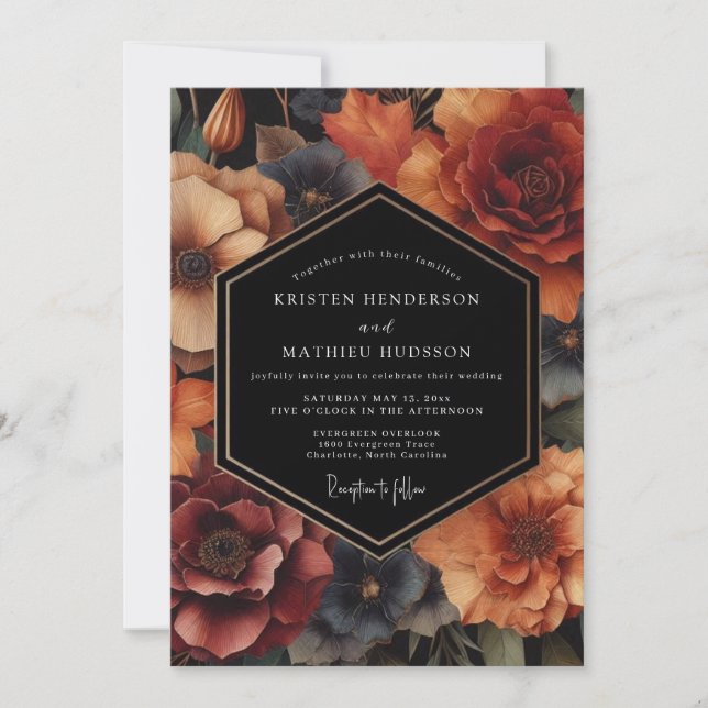 Convites Amber Floral Harvest Wedding (Frente)